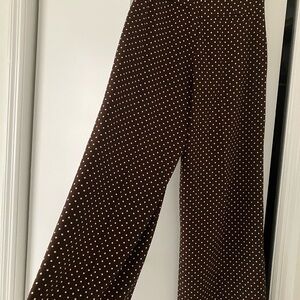 Saks Fifth Avenue Brown Polka Dot Wide Leg Pants